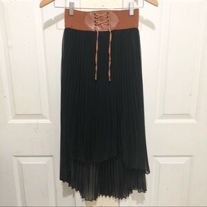 Mint Green Brown and Black Accordion Skirt